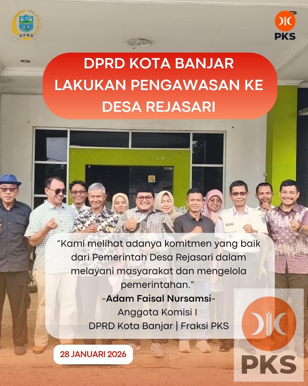 DPRD Kota Banjar Lakukan Pengawasan ke Desa Rejasari, Adam Faisal berikan Apresiasi